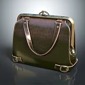Elegant Vintage Bronze Leather Handbag With Metallic Accents And Top Handles