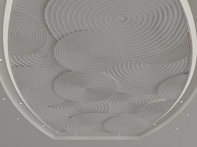 Modern White Ceiling Design With Circular Spiral Patterns And Recessed Lighting 3d model