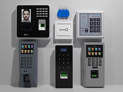 Industrial Security Access Control Devices with Biometric Fingerprint Scanning Keypad Entry and Facial Recognition 3d model