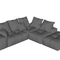 Modern Gray L shaped Sectional Sofa with Multiple Soft Cushions for Living Room 3d model