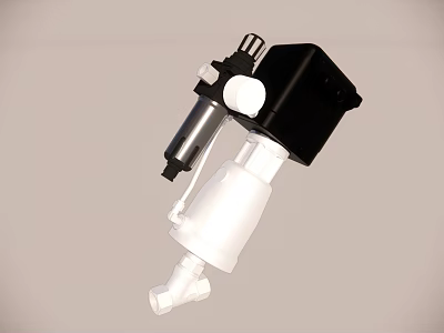Durable Black And White Mechanical Component With Cylindrical Part And Connector 3d model