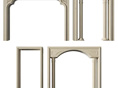 Various Classical Door Arch Designs With Decorative Columns And Ornate Frames 3d model