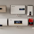 Modern Electric Water Heaters With Various Designs And Smart Digital Displays For Home Bathroom Use