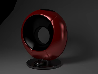 Modern Red Spherical Kitchen Appliance With Black Base And Sleek Design 3d model