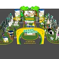 Feihuo Milk Powder Exhibition Booth With Green Grass Trees Cows And Seven Freshness Guarantees