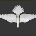 White Dove With Spread Wings Orange Beak And Feet On Dark Background With Reflection