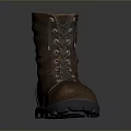 Brown Leather Work Boots With Lace Up Design And Rubber Soles