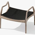 Minimalist Wooden Stool With Arched Armrests Natural Wood Frame And Black Slatted Seat