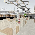 Supermarket Department Store Interior Design With Shelves Product Displays And Shopping Area