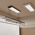 Modern Ceiling Drying Rack With Metal Frame And LED Light Fixture 3d model