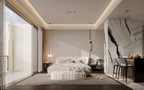 Minimalist Bedroom Master Room 3d model