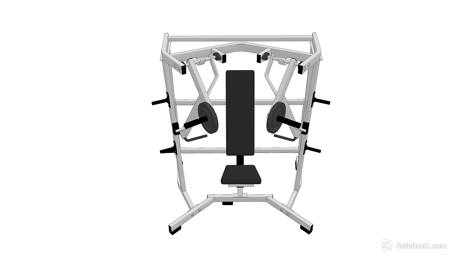 Commercial Grade Fitness Chest Press Machine with Black Seat White Metal Frame and Adjustable Handles 3d model 