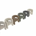Modern Beige Upholstered Accent Chair with Curved Silhouette and Minimalist Design