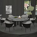 Modern Minotti Dining Table and Chair Combination Round Dining Table and Chair Leather Dining Chair Stone Dining Table 3d model