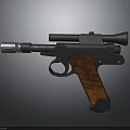 Vintage Pistol With Wooden Grip Black Metal Barrel And Scope