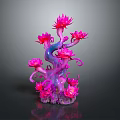 Vibrant Fantasy Plant With Pink Flowers And Twisted Purple Branches Artistic Design