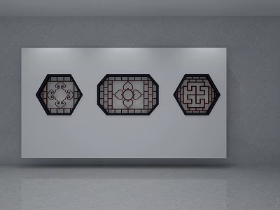 Traditional Chinese Partition Design With Geometric Patterns And Hexagonal Octagonal Shapes 3d model