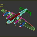 Black 3D Aerospace Bomber Model With Four Propellers And Wing Emblems