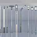 Different Styles Of Outdoor Lights Featuring Sleek Metal Poles And Classic Lampshades