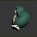 Cute Game Character Snorlax 3D Model With Green Body White Belly And Open Mouth
