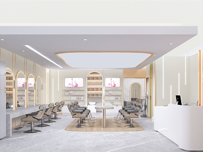 Light Luxury Barber Shop Beauty Salon 3d model