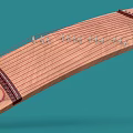 Guzheng Traditional Chinese Stringed Instrument with Wooden Structure Strings and Decorative Elements on Blue Background