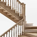 Modern Wooden Staircase Interior Design With Handrail Steps And Landing Platform