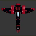 Futuristic Red And Black Spaceship Model With Sleek Wings And Engines