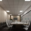 Modern Office Interior With Workstations Computers Ergonomic Chairs Windows And Ceiling Lights 3d model