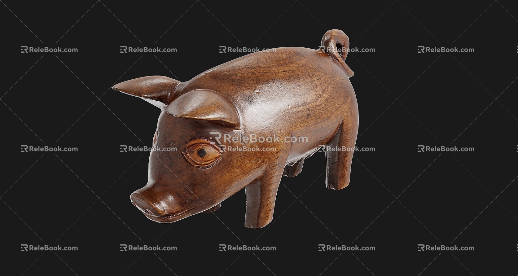 Decorative Wooden Pig 3d model