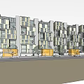 Modern Row House Exterior With Multiple Balconies Light Facade Street Trees And Parked Cars