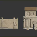 White Classical European Style Arched Gate with Columns and Stone Like Components 3d model