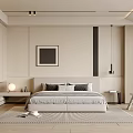 Modern Bedroom Interior Design With Minimalist Bed Nightstand Lamp Wall Art And Rug