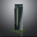 Contemporary Architecture With Green Base Layered Tall Structure And Glass Facade Design