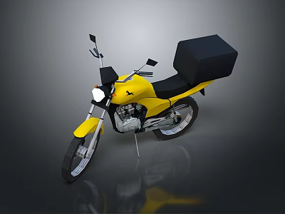 Practical Yellow Motorcycle with Black Storage Box Black Seat and Front Headlight Design 3d model