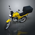 Practical Yellow Motorcycle with Black Storage Box Black Seat and Front Headlight Design 3d model
