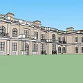 Classical Villa Exterior Design With Columns Balconies Large Windows And Beige Facade 3d model