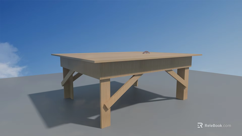Industrial Equipment Heavy Duty Wooden Workbench Featuring Sturdy Support Structure And Flat Platform 3d model 
