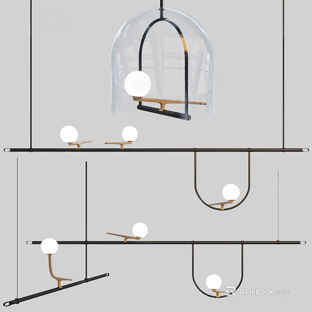Modern Pendant Lights With Spherical Bulbs And Metal Brackets For Interior Decor 3d model