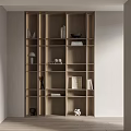 Modern Wooden Bookcase With Open Display Shelves Decorations And Books In Interior