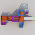 Modern slide wooden slide PE version slide multi-function slide 3d model