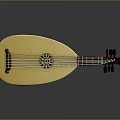 Daily Life Musical Instrument Traditional Lute with Wooden Body and Intricate Carvings