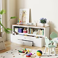 Cozy Living Room Interior With Beige Sofa Large Window Green Plant And Children Toys