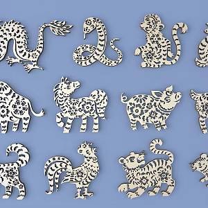 Chinese Metal Carved Chinese Zodiac Carved Chinese Pattern Hollow Carved Traditional Carved 3d model