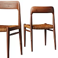 Minimalist Single Chair Design With Wooden Frame Woven Seat Slim Legs And Curved Backrest