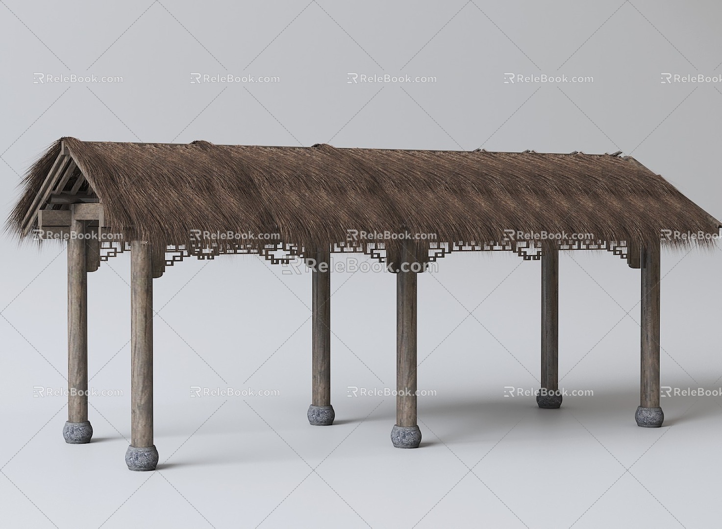 Chinese-style thatched pavilion 3d model