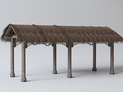 Chinese-style thatched pavilion 3d model