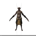 Fantasy Male Character With Horns And Tribal Attire Standing Pose