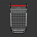 Metal Shopping Cart With Double Layer Wire Baskets Red Handle And Wheels