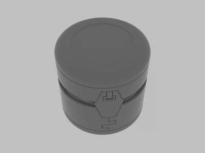 Gray Cylindrical Container With Lid And Locking Clasp Design For Storage 3d model
